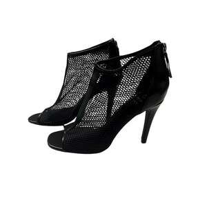 Jenny Fairy Black Mesh Peep Toe Ankle Boots Size 39